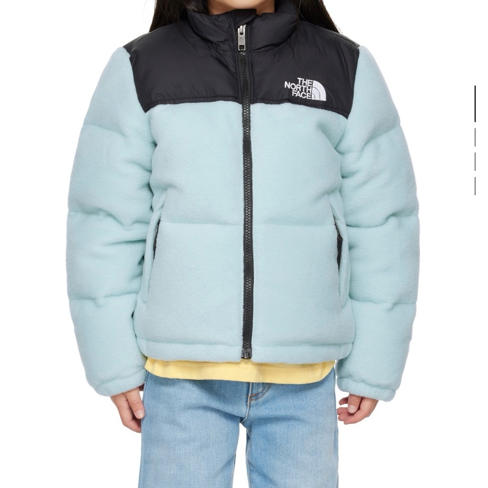 The North Face Sky Blue and Black Puffer Jacket